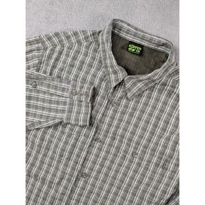 Koppen No Fly Zone Men XXL Green Plaid Vented Roll Sleeve Hiking Shirt LS